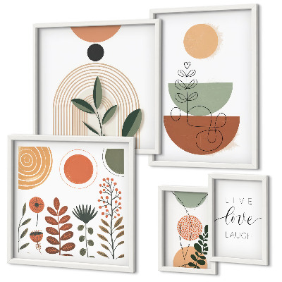 Bildergalerie-set für die wand Stilvolle Pflanzen- und geometrische Grafiken