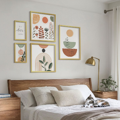 Bildergalerie-set für die wand Stilvolle Pflanzen- und geometrische Grafiken