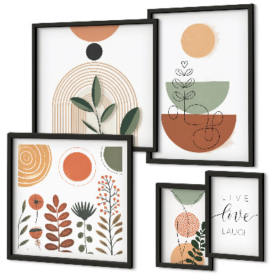 Bildergalerie-set für die wand Stilvolle Pflanzen- und geometrische Grafiken