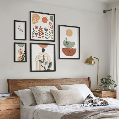 Bildergalerie-set für die wand Stilvolle Pflanzen- und geometrische Grafiken