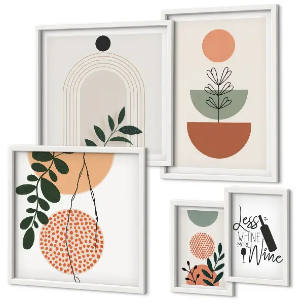 Modernes Wandbilder-Set mit stilvoller Pflanzendekoration