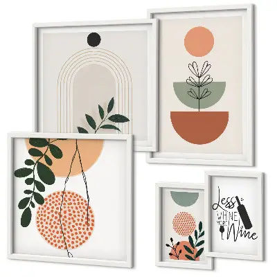 Modernes Wandbilder-Set mit stilvoller Pflanzendekoration