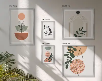 Modernes Wandbilder-Set mit stilvoller Pflanzendekoration