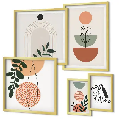 Modernes Wandbilder-Set mit stilvoller Pflanzendekoration
