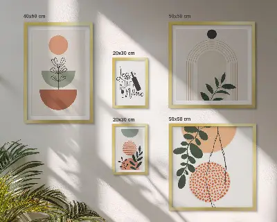 Modernes Wandbilder-Set mit stilvoller Pflanzendekoration