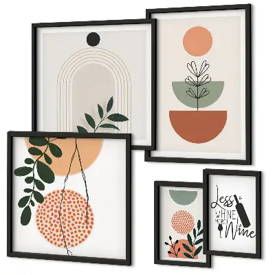 Modernes Wandbilder-Set mit stilvoller Pflanzendekoration