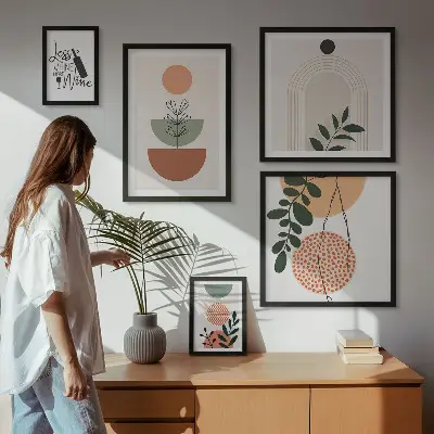 Modernes Wandbilder-Set mit stilvoller Pflanzendekoration
