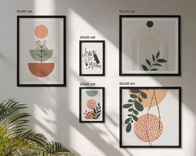 Modernes Wandbilder-Set mit stilvoller Pflanzendekoration