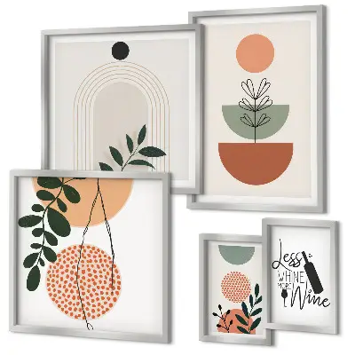 Modernes Wandbilder-Set mit stilvoller Pflanzendekoration