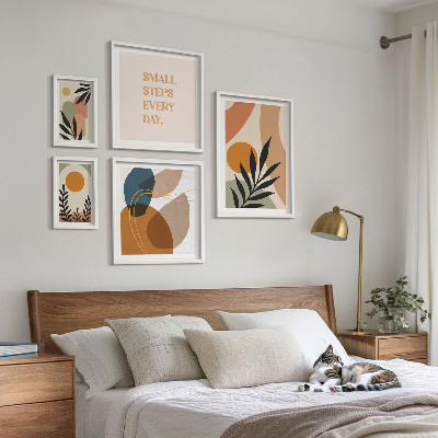 Bilderset fürs sofa Stilvolle abstrakte Pflanzengrafiken
