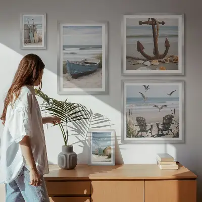 Bildergalerie-Set für die Wand mit Motiven von Küstenatmosphäre, Entspannung und Strand