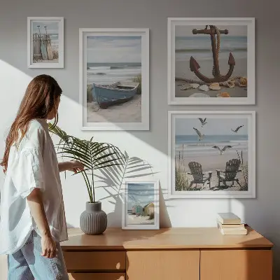 Bildergalerie-Set für die Wand mit Motiven von Küstenatmosphäre, Entspannung und Strand