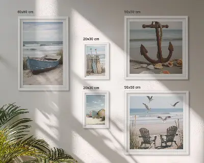 Bildergalerie-Set für die Wand mit Motiven von Küstenatmosphäre, Entspannung und Strand