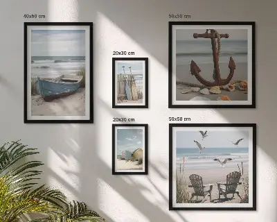 Bildergalerie-Set für die Wand mit Motiven von Küstenatmosphäre, Entspannung und Strand