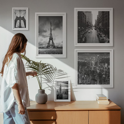 Modernes wandbilder-set Architektur-Ikonen in Schwarz-Weiß