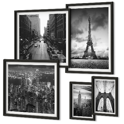 Modernes wandbilder-set Architektur-Ikonen in Schwarz-Weiß