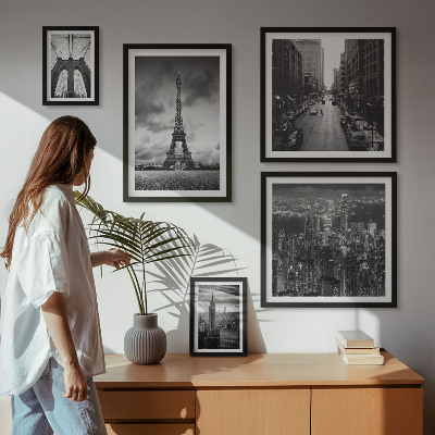 Modernes wandbilder-set Architektur-Ikonen in Schwarz-Weiß
