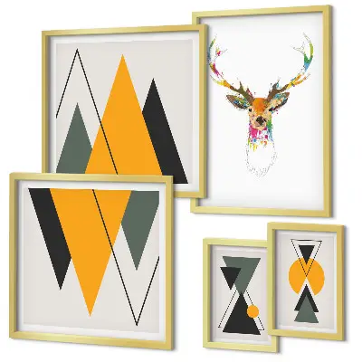 Wandbilder-Set mit bunten Motiven im Boho-Stil