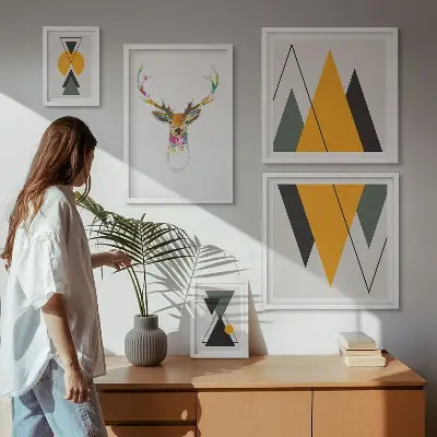 Wandbilder-Set mit bunten Motiven im Boho-Stil