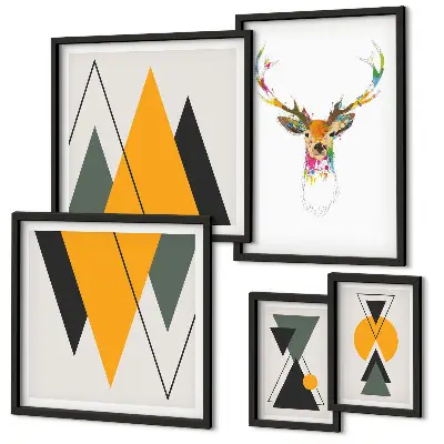 Wandbilder-Set mit bunten Motiven im Boho-Stil