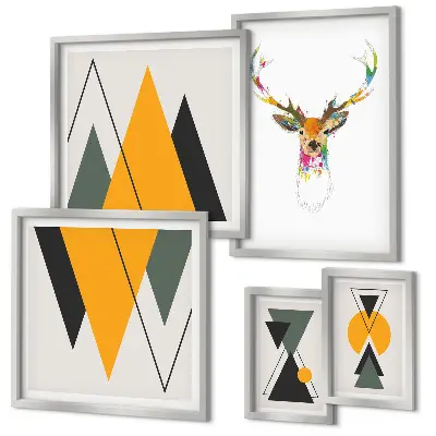 Wandbilder-Set mit bunten Motiven im Boho-Stil