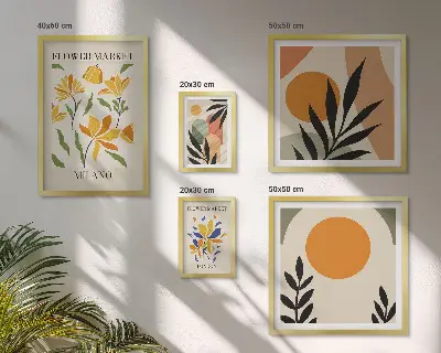 Modernes Wandbilder-Set mit abstrakten Blumen im Boho-Stil