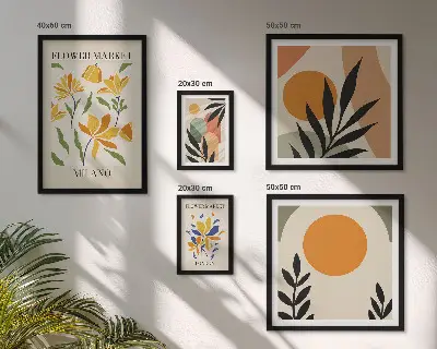 Modernes Wandbilder-Set mit abstrakten Blumen im Boho-Stil
