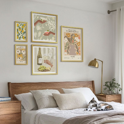 Bilderset fürs sofa Blumen und Früchte im Vintage-Stil