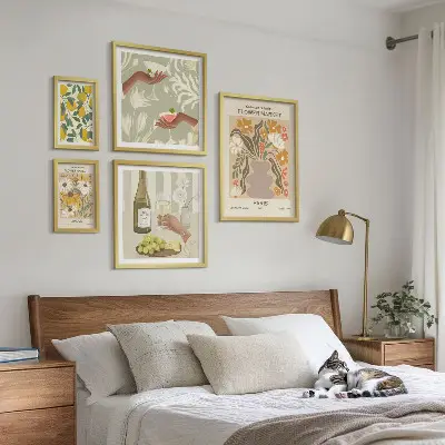 Bilderset fürs Sofa mit Motiven von Blumen und Früchten im Vintage-Stil