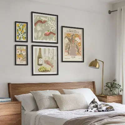 Bilderset fürs Sofa mit Motiven von Blumen und Früchten im Vintage-Stil