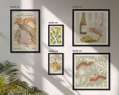Bilderset fürs sofa Blumen und Früchte im Vintage-Stil