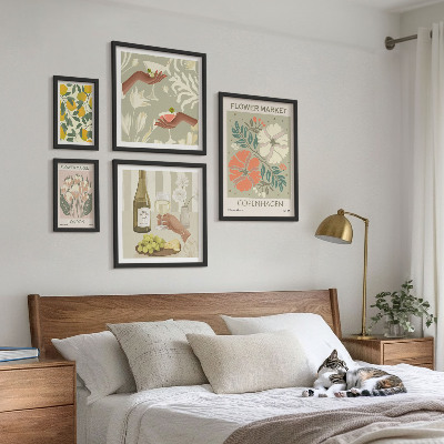 Modernes wandbilder-set Blumen und Früchte im Vintage-Stil