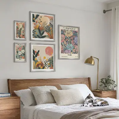 Bilderset für das Sofa mit Blumenmotiven aus Paris und London