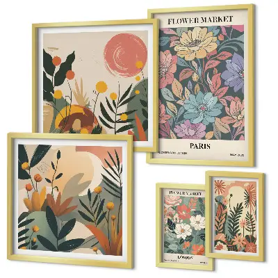 Bilderset für das Sofa mit Blumenmotiven aus Paris und London