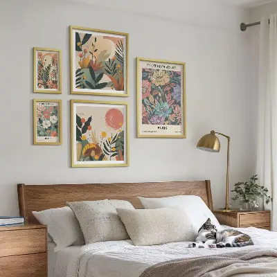 Bilderset für das Sofa mit Blumenmotiven aus Paris und London