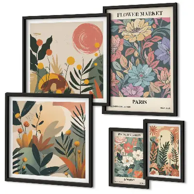 Bilderset für das Sofa mit Blumenmotiven aus Paris und London