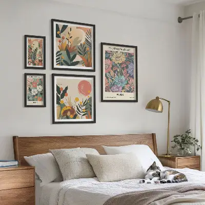 Bilderset für das Sofa mit Blumenmotiven aus Paris und London