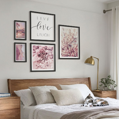 Bildergalerie-set für die wand Blumenmotive, pastellfarbene Slogans