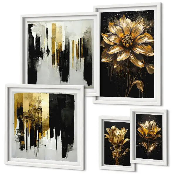 Modernes Wandbilder-Set mit eleganten Blumenmotiven für ein modernes Ambiente