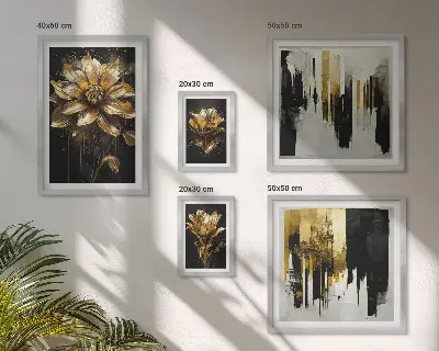 Modernes Wandbilder-Set mit eleganten Blumenmotiven für ein modernes Ambiente