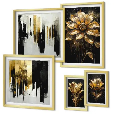 Modernes Wandbilder-Set mit eleganten Blumenmotiven für ein modernes Ambiente