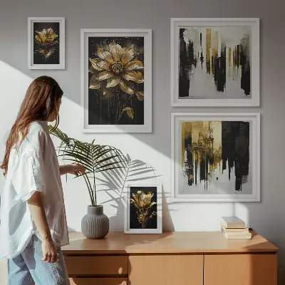Modernes Wandbilder-Set mit eleganten Blumenmotiven für ein modernes Ambiente