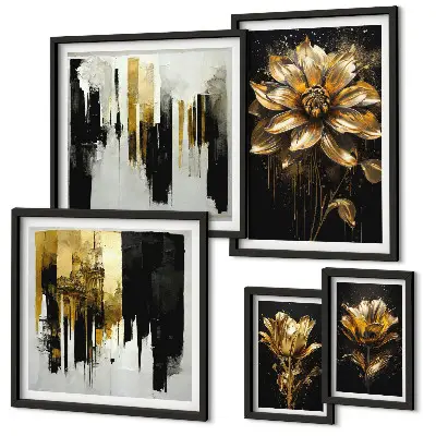 Modernes Wandbilder-Set mit eleganten Blumenmotiven für ein modernes Ambiente