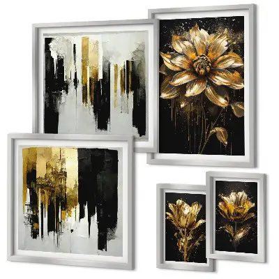 Modernes Wandbilder-Set mit eleganten Blumenmotiven für ein modernes Ambiente