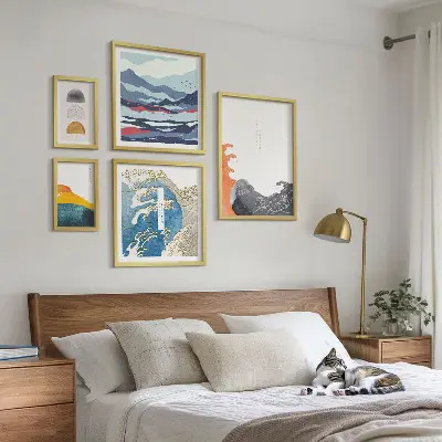 Bilderset fürs Sofa mit japanischen Wellen und Bergmotiven