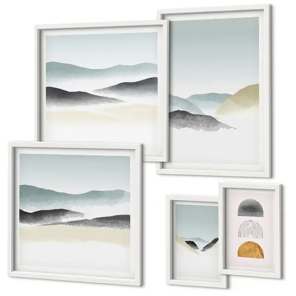 Wandbilder-Set mit abstrakten Naturlandschaften