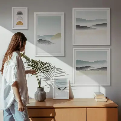 Wandbilder-Set mit abstrakten Naturlandschaften