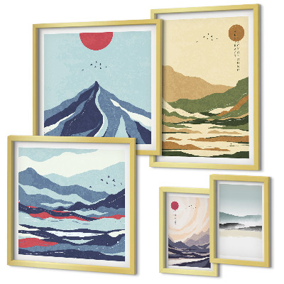 Modernes wandbilder-set Berglandschaften Natur