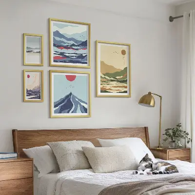 Modernes Wandbilderset mit Berglandschaften und Naturmotiven