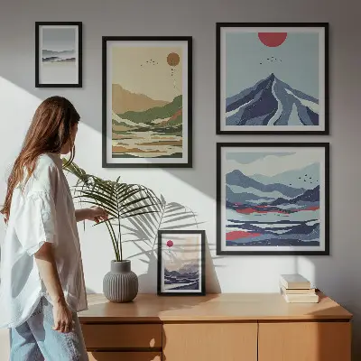 Modernes Wandbilderset mit Berglandschaften und Naturmotiven